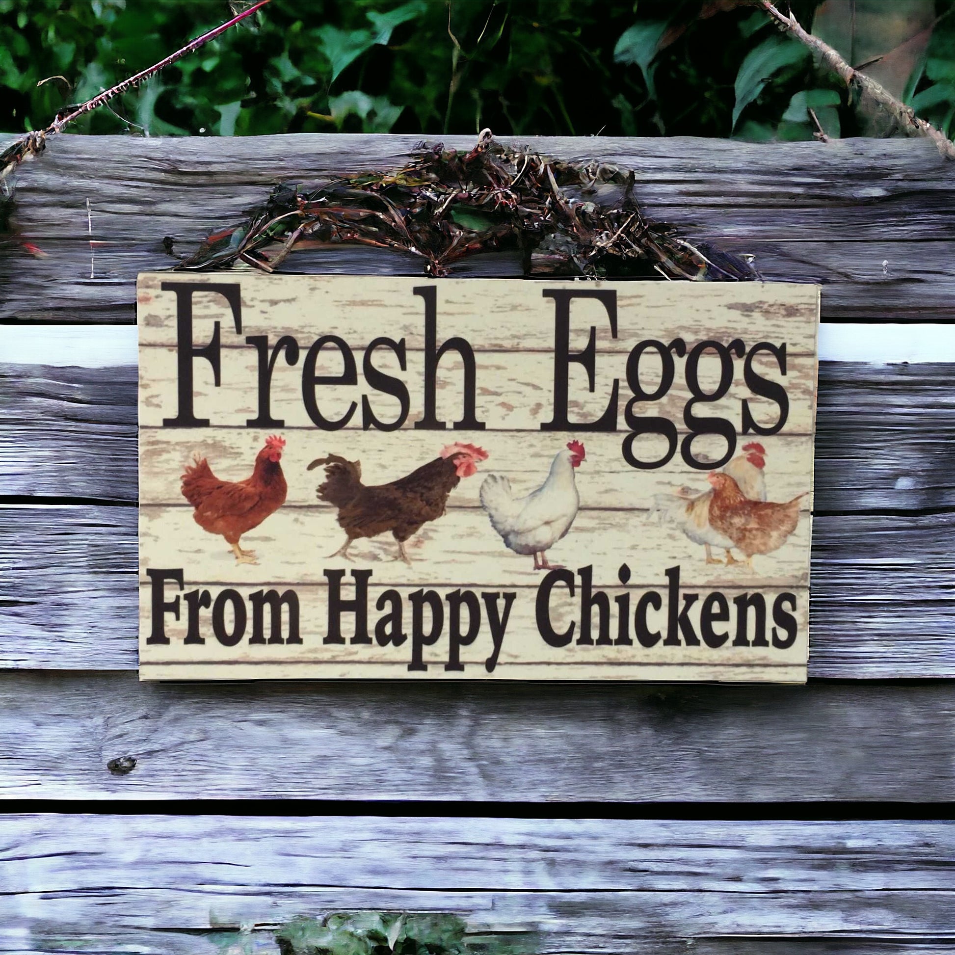 Fresh Eggs From Happy Chickens Sign - The Renmy Store Homewares & Gifts 