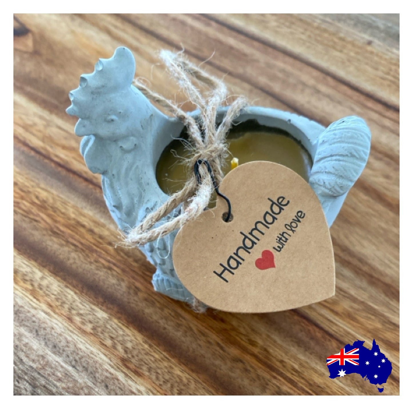 Pure Beeswax Chicken Rooster Candle Aussie Handmade