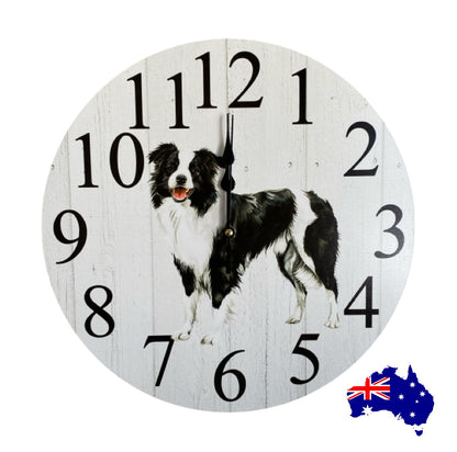 Clock Wall Dog Border Collie 30cm 60cm Aussie Made