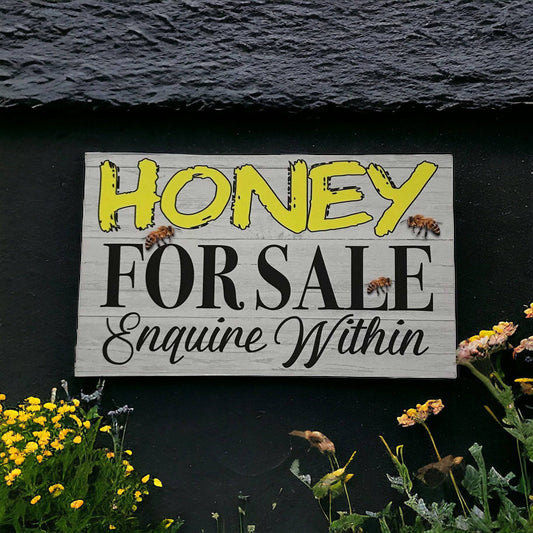 Honey For Sale Enquire Within Bee Sign - The Renmy Store Homewares & Gifts 