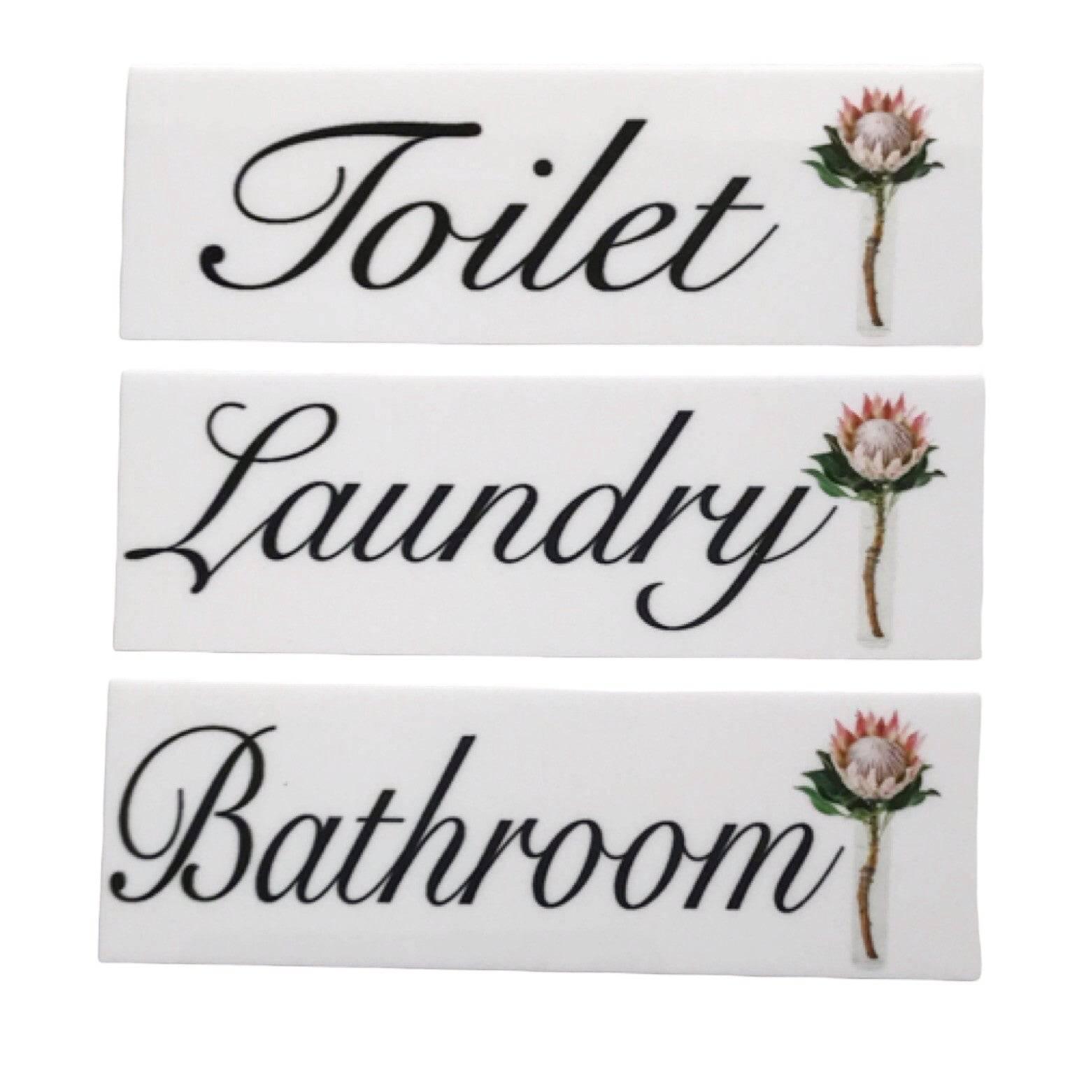 Protea Toilet Laundry Bathroom Door Sign - The Renmy Store Homewares & Gifts 