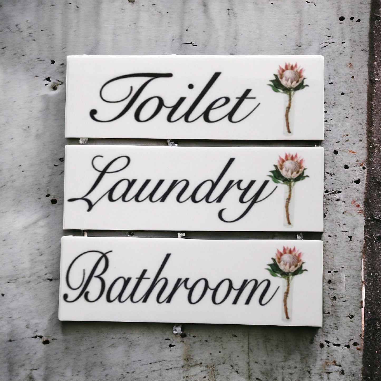 Protea Toilet Laundry Bathroom Door Sign