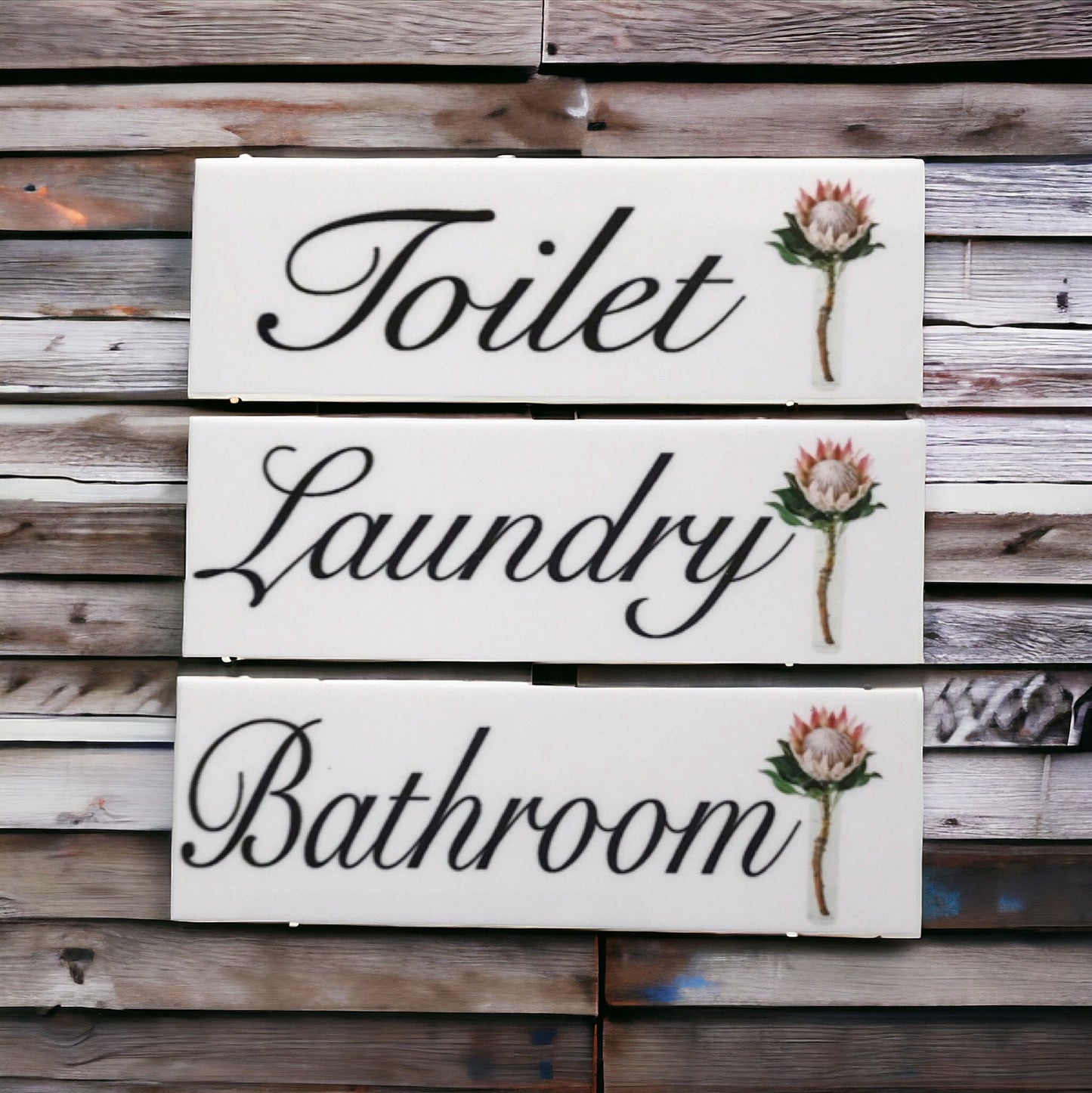 Protea Toilet Laundry Bathroom Door Sign