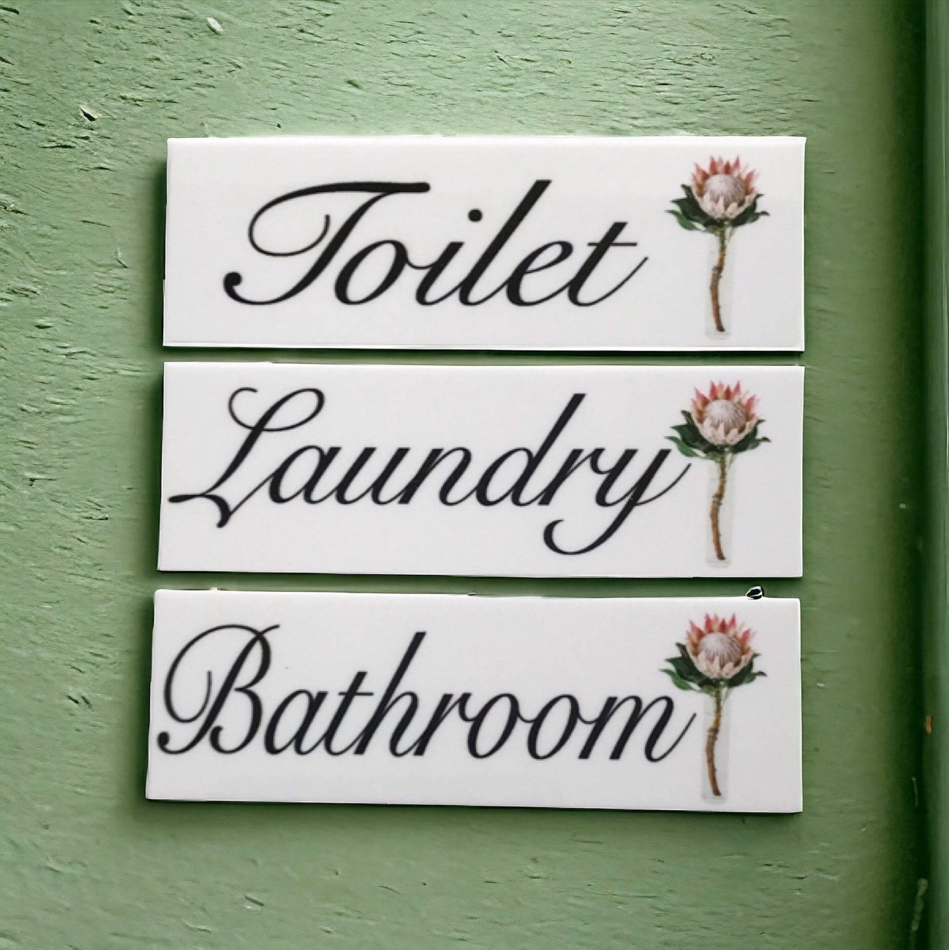 Protea Toilet Laundry Bathroom Door Sign - The Renmy Store Homewares & Gifts 