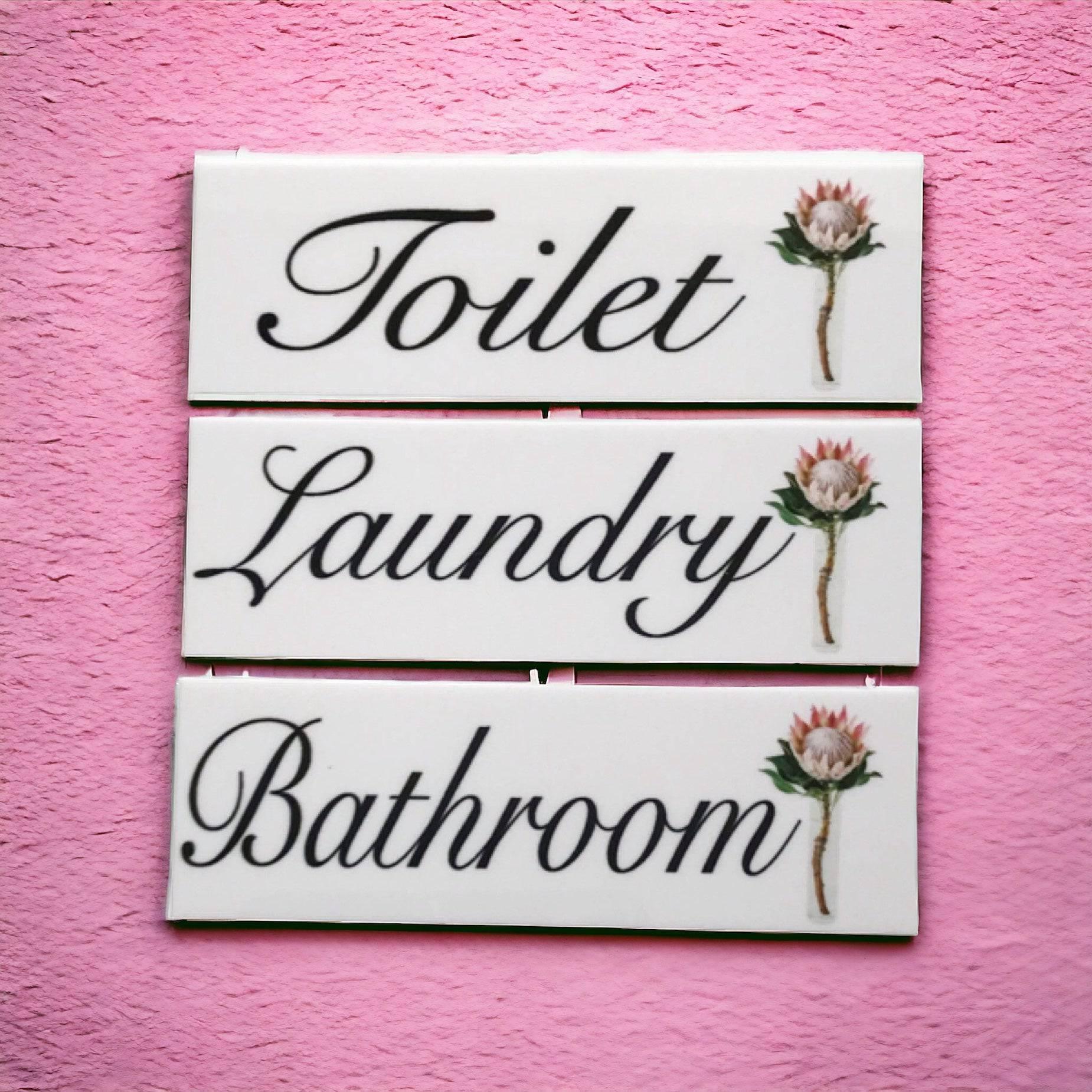 Protea Toilet Laundry Bathroom Door Sign - The Renmy Store Homewares & Gifts 