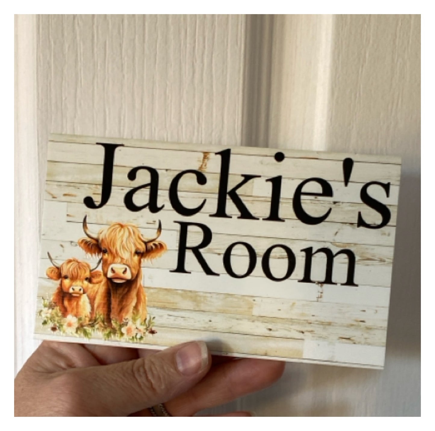 Cow Highland Floral Farm Custom Personalised Sign