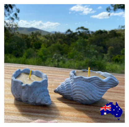 Pure Beeswax Shell Candle Set of 2 Coastal Aussie Handmade