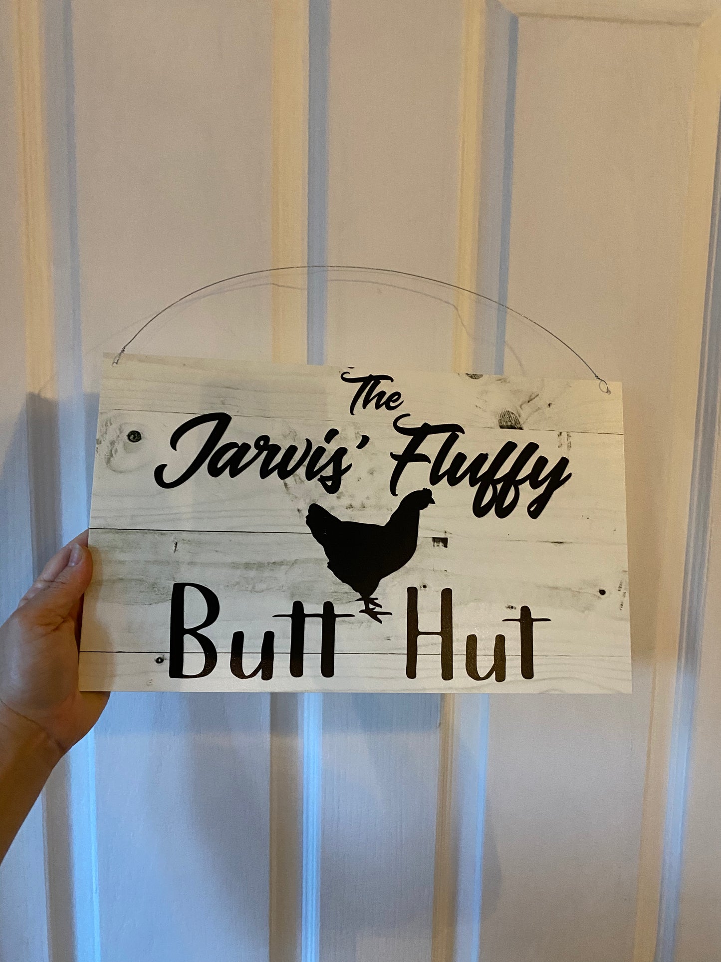 Fluffy Butt Hut Custom Personalised Chicken Sign