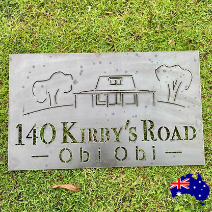 Property Street House Personalised Rusty Cor10 Steel Metal Sign