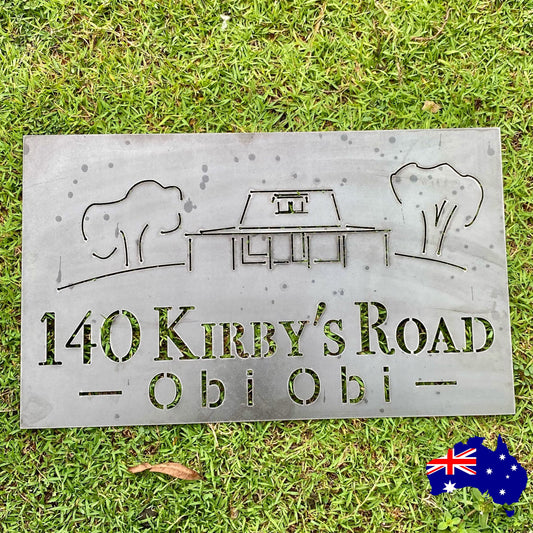 Property Street House Personalised Rusty Cor10 Steel Metal Sign