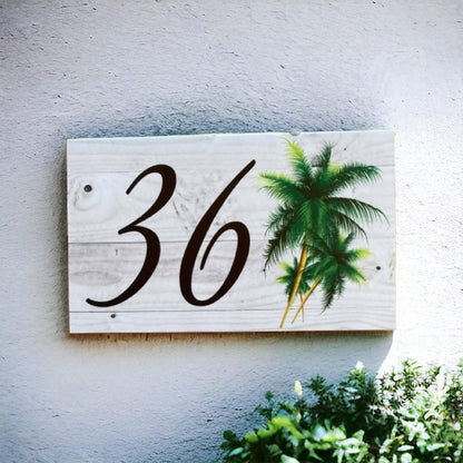 Personalised Beach House Number Custom Palm Tree Sign - The Renmy Store Homewares & Gifts 