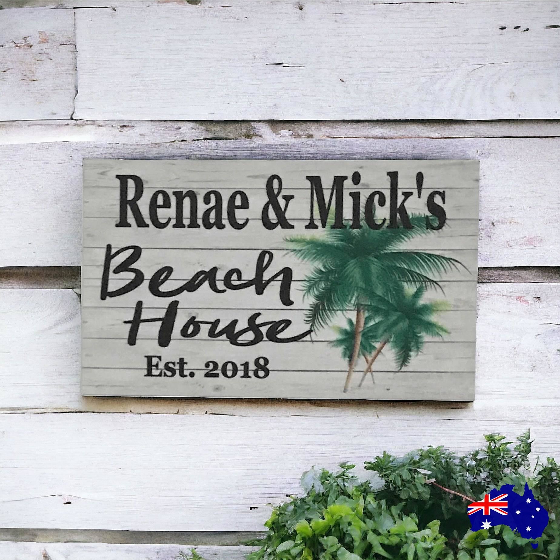 Beach House Custom Palm Tree Sign - The Renmy Store Homewares & Gifts 