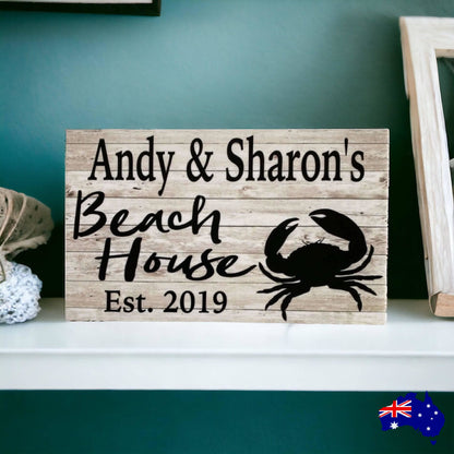 Beach House Est. Custom Name Crab Sign - The Renmy Store Homewares & Gifts 