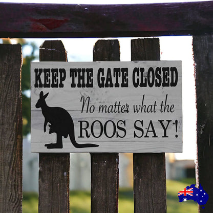 Kangaroo Keep The Gate Closed Roos Sign - The Renmy Store Homewares & Gifts 