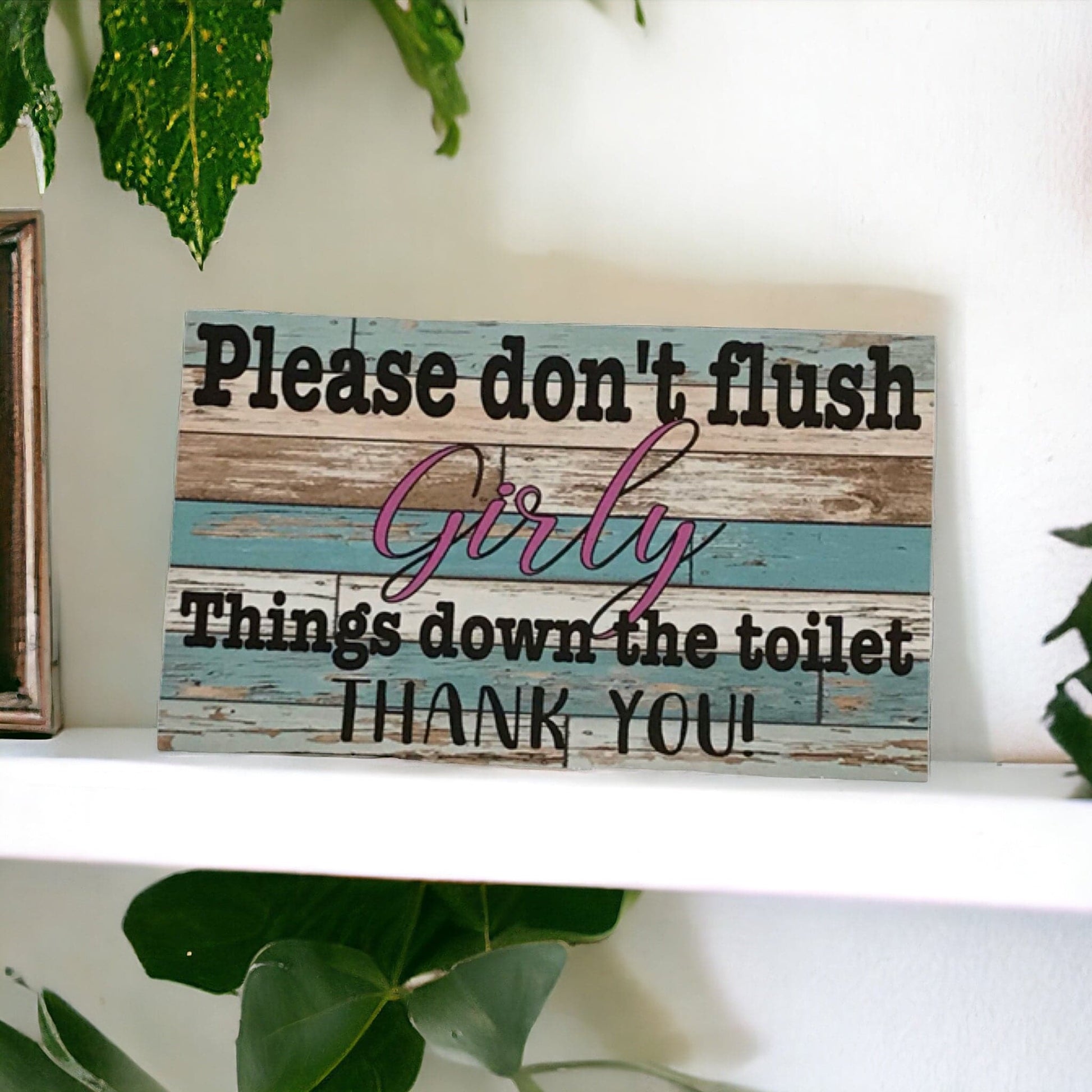 Toilet Don’t Flush Girly Things Down Sign - The Renmy Store Homewares & Gifts 