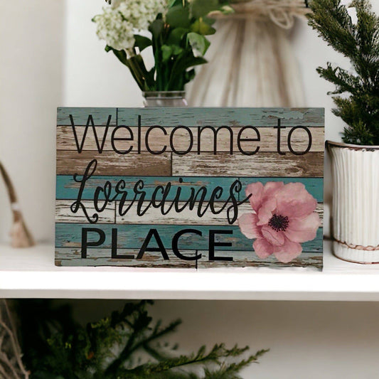 Welcome Place Floral Personalised Custom Sign - The Renmy Store Homewares & Gifts 