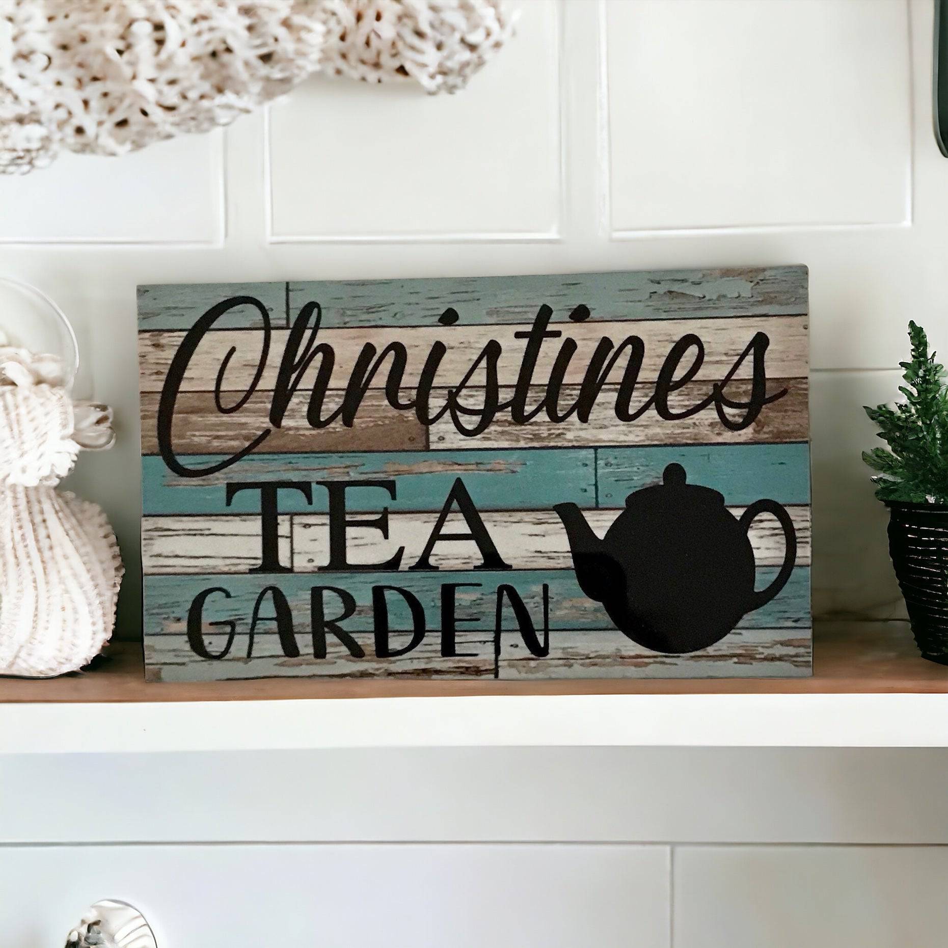 Tea Garden Vintage Custom Personalised Sign - The Renmy Store Homewares & Gifts 