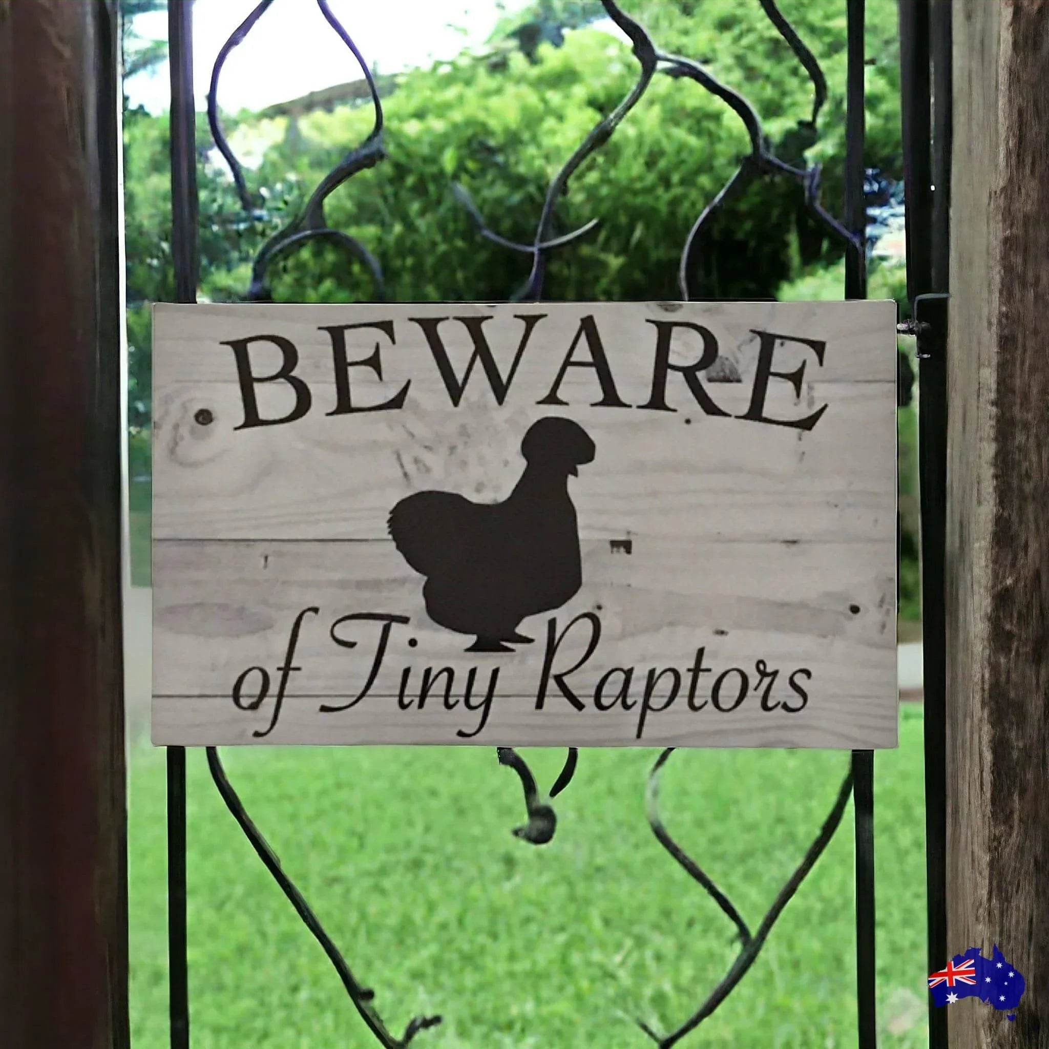 Mini Raptor Signs Beware Of Tiny Raptors Silkie Chicken Sign – The Renmy Store Homewares ...