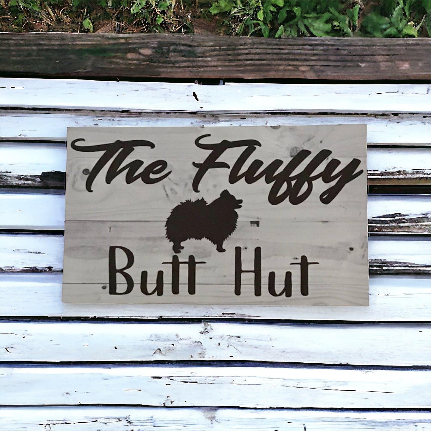 Pomeranian Dog Fluffy Butt Hut Sign - The Renmy Store Homewares & Gifts 