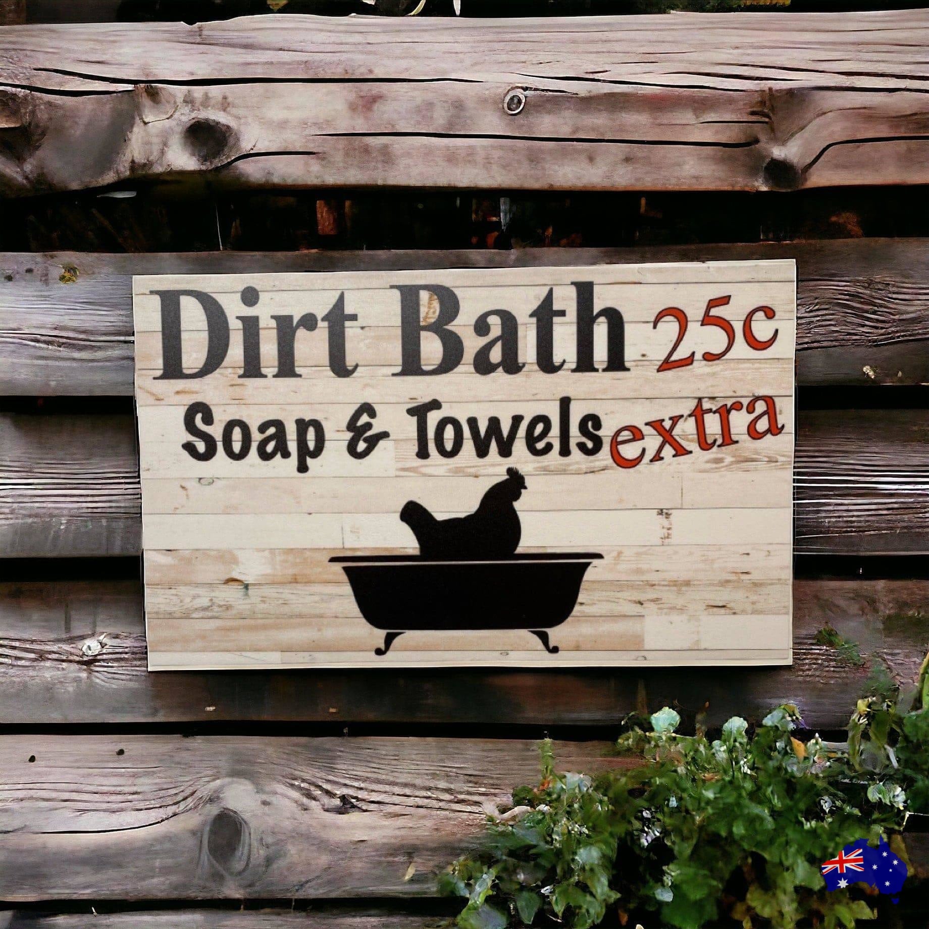 Chicken Dirt Bath Bathroom Sign - The Renmy Store Homewares & Gifts 