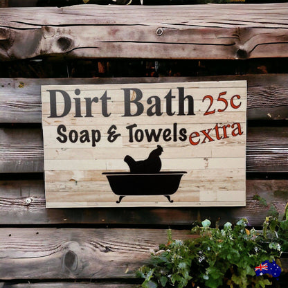 Chicken Dirt Bath Bathroom Sign - The Renmy Store Homewares & Gifts 