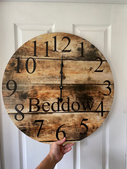 Weathered Rustic Timber Wall Clock | Aussie Made 30cm 60cm