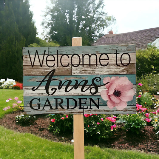 Welcome Garden Custom Personalised Sign Flower