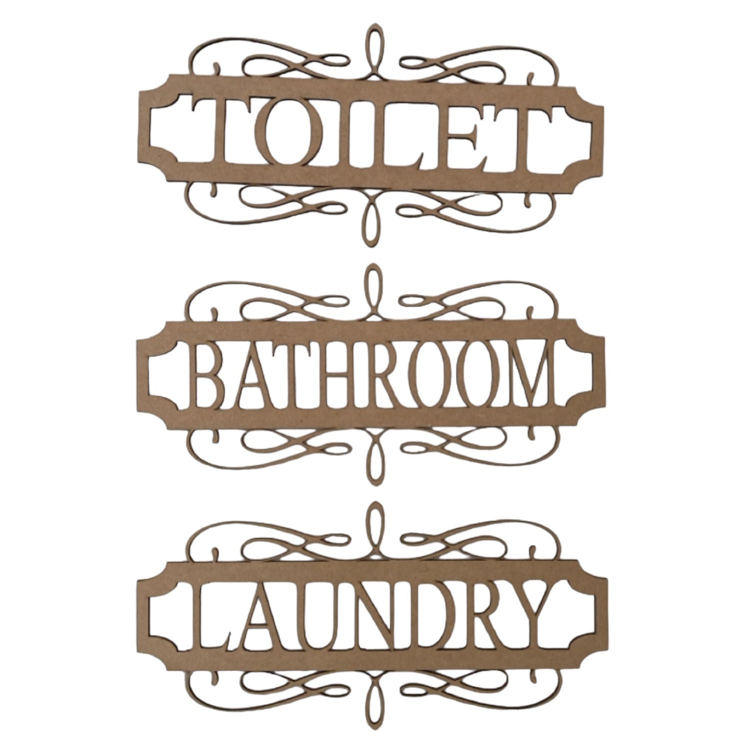 Toilet Laundry Bathroom Door Sign Set MDF DIY Wooden Vintage - The Renmy Store Homewares & Gifts 