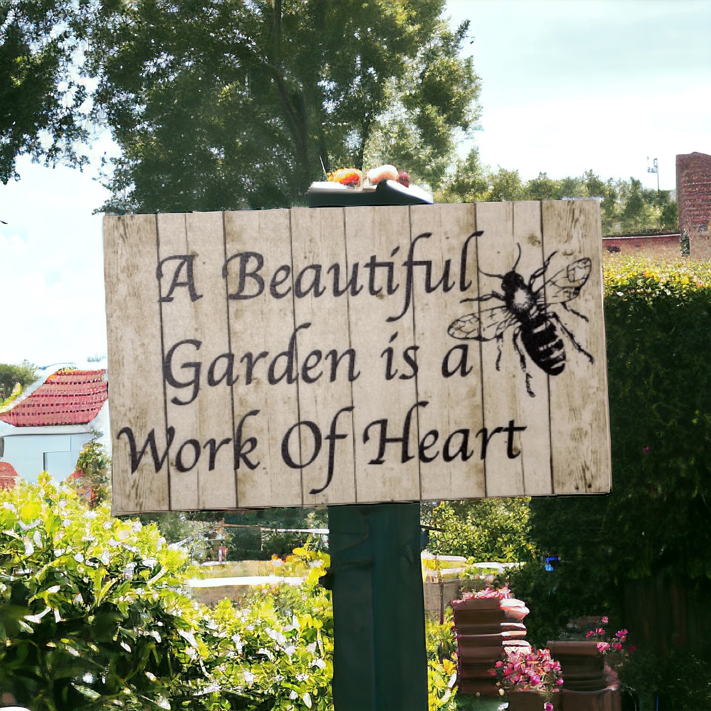 Beautiful Garden Is A Work Of Heart Sign - The Renmy Store Homewares & Gifts 
