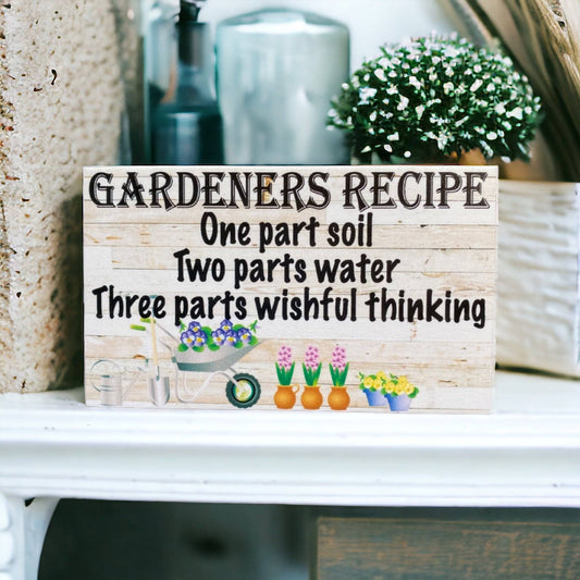 Gardeners Recipe Wishful Thinking Garden Sign - The Renmy Store Homewares & Gifts 