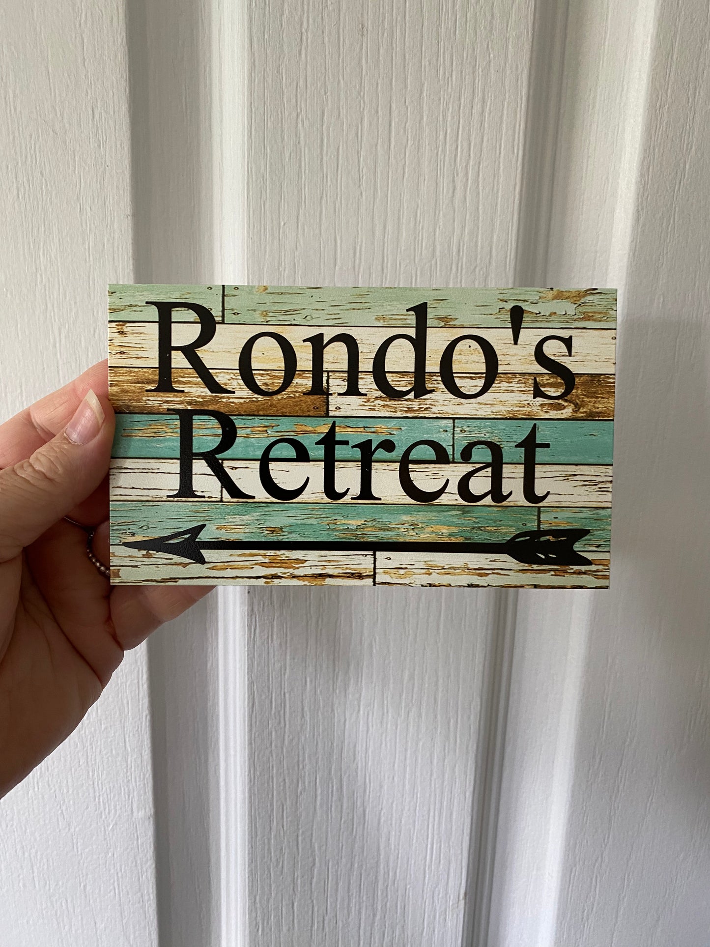 Custom Personalised Arrow Rustic Blue Direction Sign