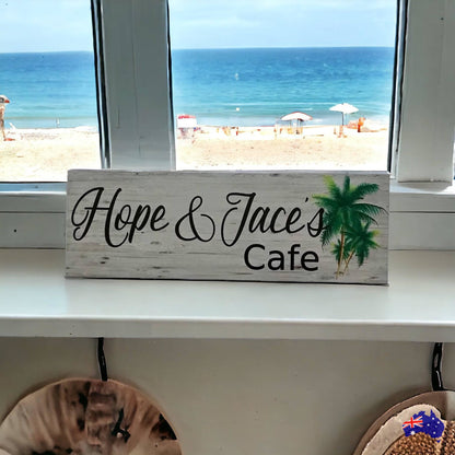 Custom Personalised Cafe Tropical Palm Trees Sign - The Renmy Store Homewares & Gifts 