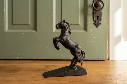 Horse Door Stop Cast Iron - Rearing Horse Farmhouse Country Rustic Decor