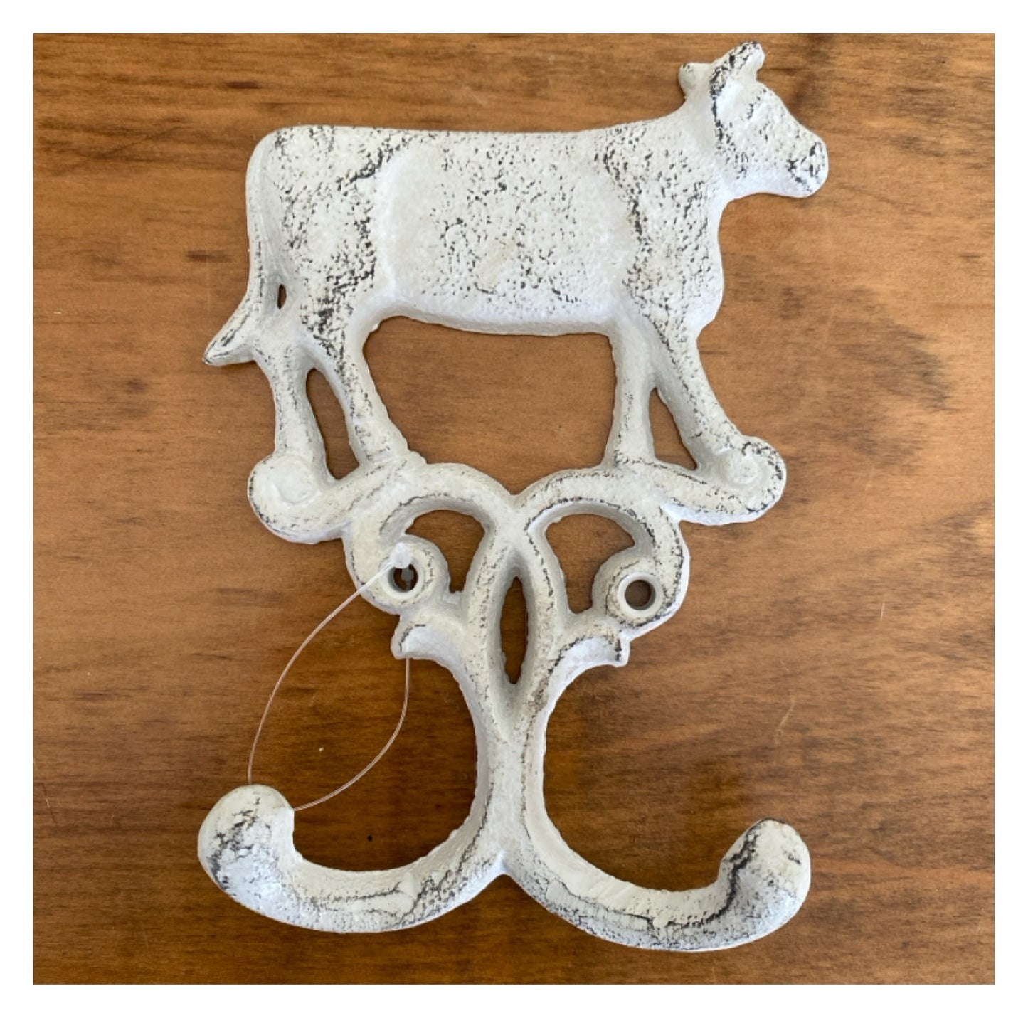 Cow Hook Rustic White Cast Iron