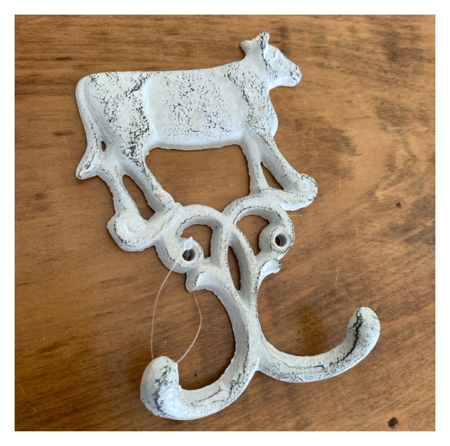 Cow Hook Rustic White Cast Iron - The Renmy Store Homewares & Gifts 