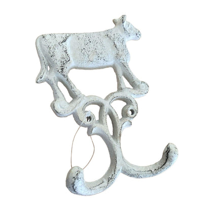 Cow Hook Rustic White Cast Iron - The Renmy Store Homewares & Gifts 