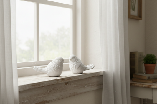 Handmade Concrete Bird Birdie - Cottage Shabby Chic Garden Decor - Set of 1, 2 or 4 - Australian Made