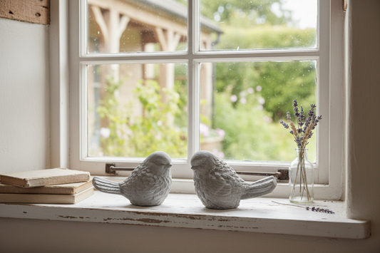 Handmade Concrete Bird Birdie - Cottage Shabby Chic Garden Decor - Set of 1, 2 or 4 - Australian Made