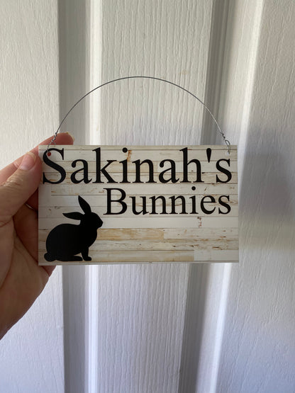 Rabbit Bunny Custom Personalised Sign