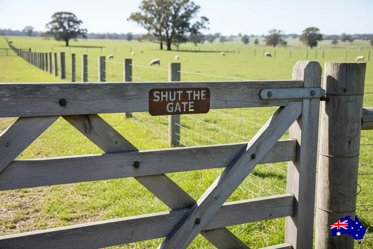 Custom Shut The Gate Sign - Personalised Rusty Metal Steel Sign - Australian Made