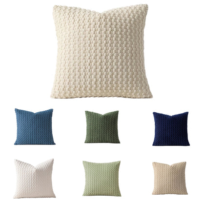 Cushion Cover Striped Corduroy - Beige Khaki Green Blue White