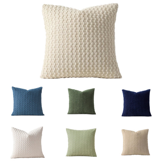 Cushion Cover Striped Corduroy - Beige Khaki Green Blue White