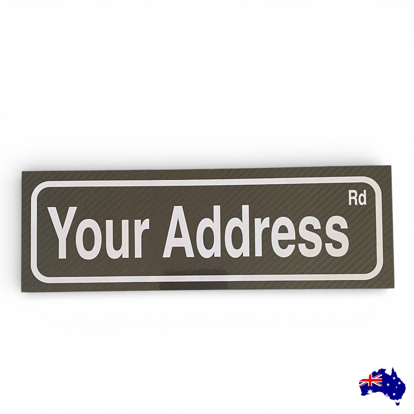 Street Carbon Fibre Look Custom Personalised Sign - White Text - Aussie Made