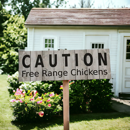 Caution Free Range Chickens Sign - The Renmy Store Homewares & Gifts 