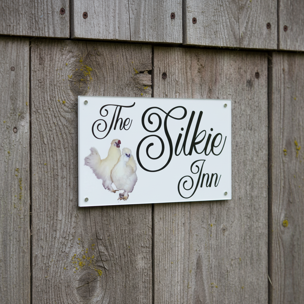 The Silkie Inn White Silkie Chicken Sign | Aussie Made