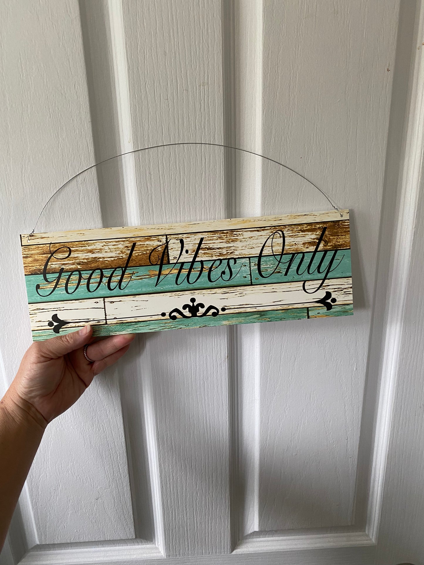 Custom Personalised Rustic Blue Sign Timber Look Aussie Made