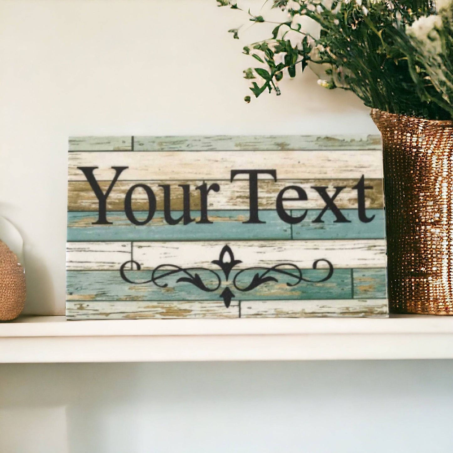 Custom Personalised Blue Timber Look Sign - The Renmy Store Homewares & Gifts 