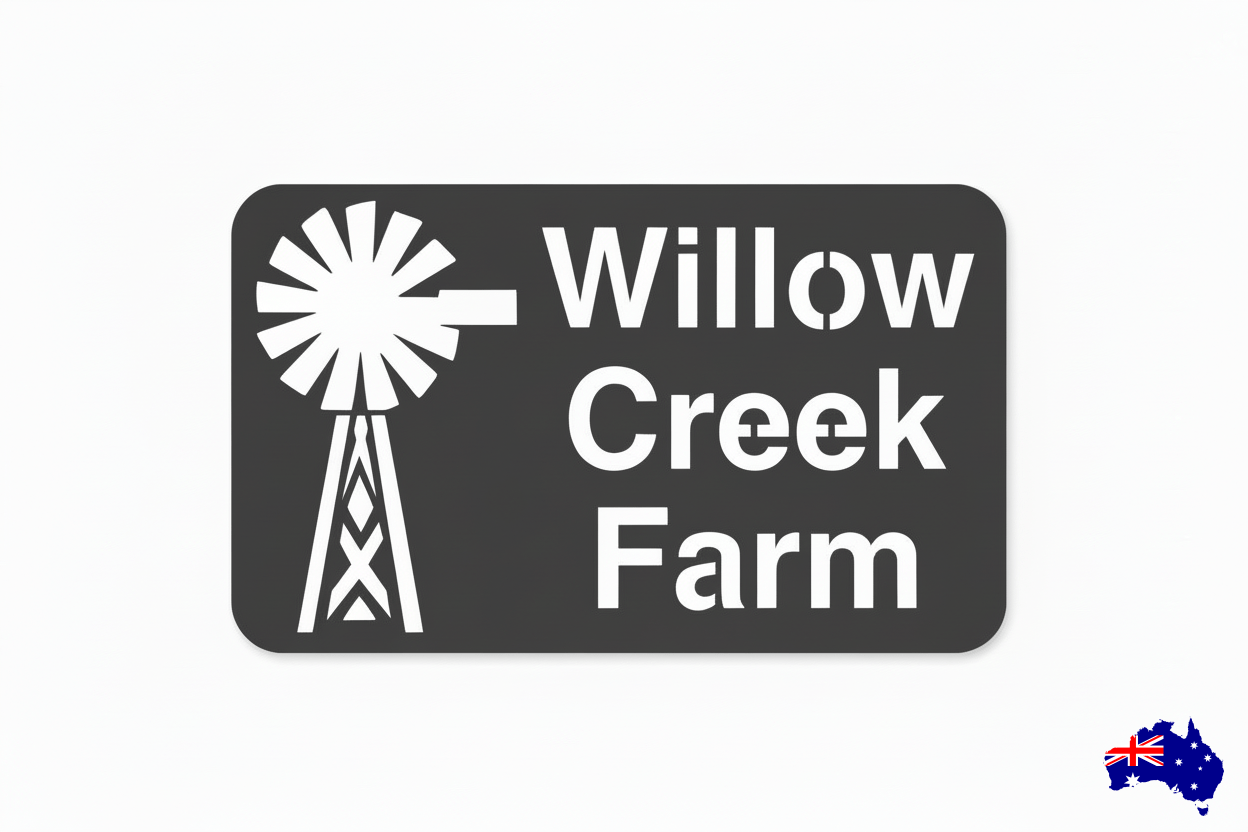 Custom Windmill Farm Sign Willow Creek - Personalised Rusty Metal Steel Sign - Australian Made