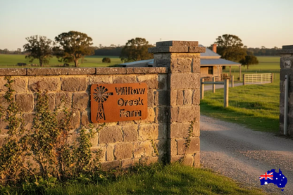 Custom Windmill Farm Sign Willow Creek - Personalised Rusty Metal Steel Sign - Australian Made