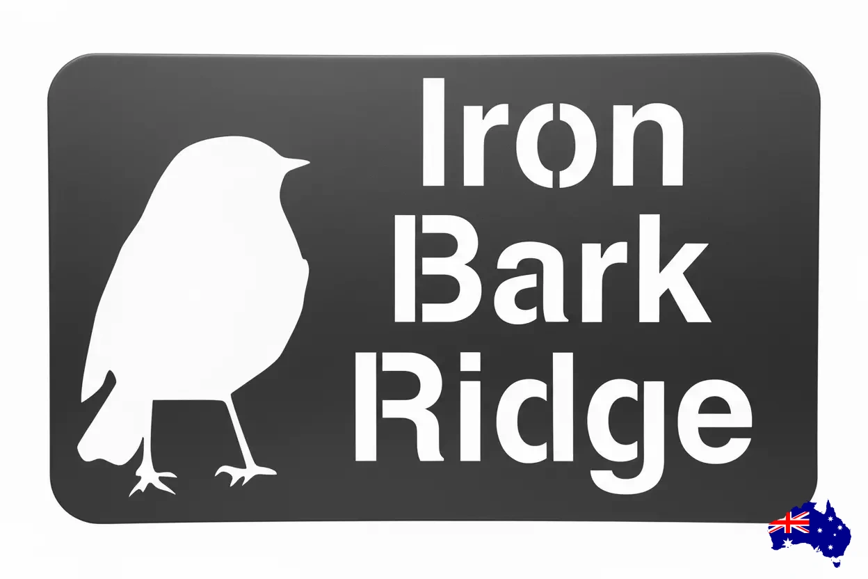 Custom Bird Property Sign Iron Bark Ridge - Personalised Rusty Metal Steel Sign - Australian Made